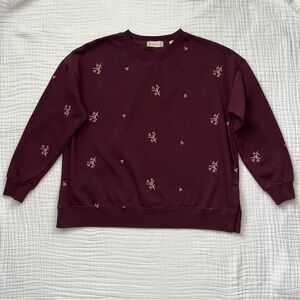 Altar'd State purple floral pink embroidered crewneck sweatshirt -Size Large